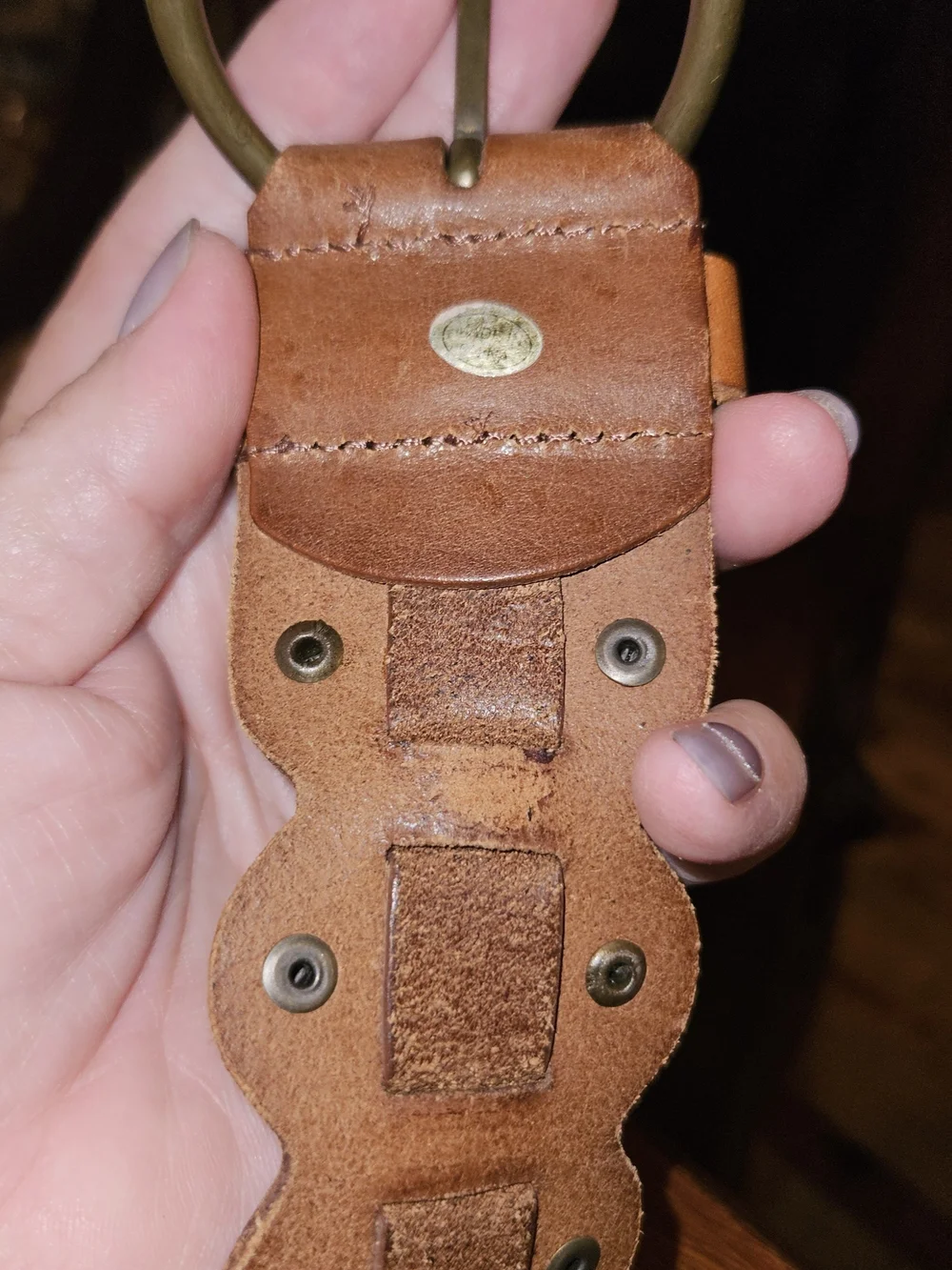 Unisex Leather Belt with Antique Brass Buckle - Brown